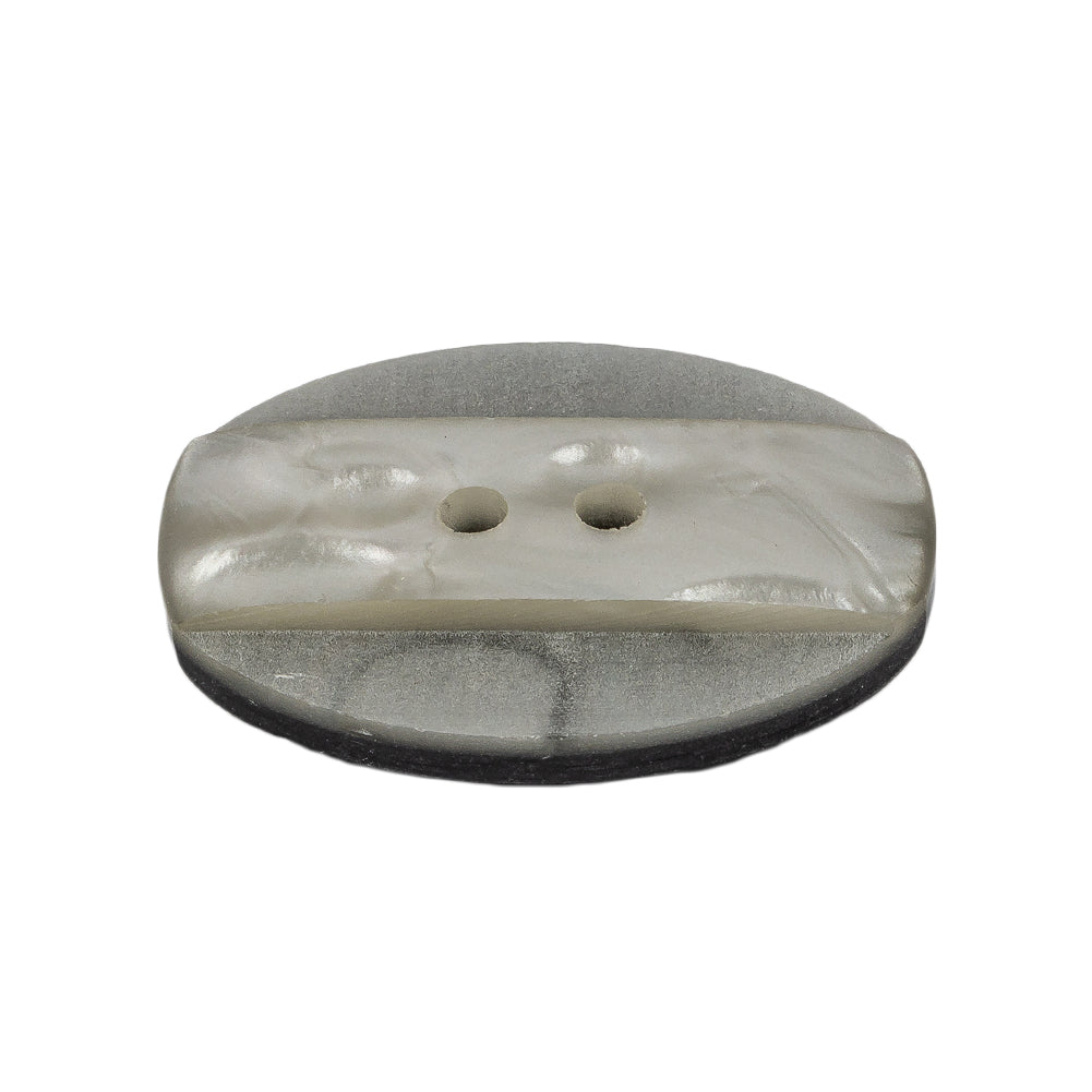 Light Smoke Iridescent and Matte 2-Hole Oval Button - 44L/28mm Folded