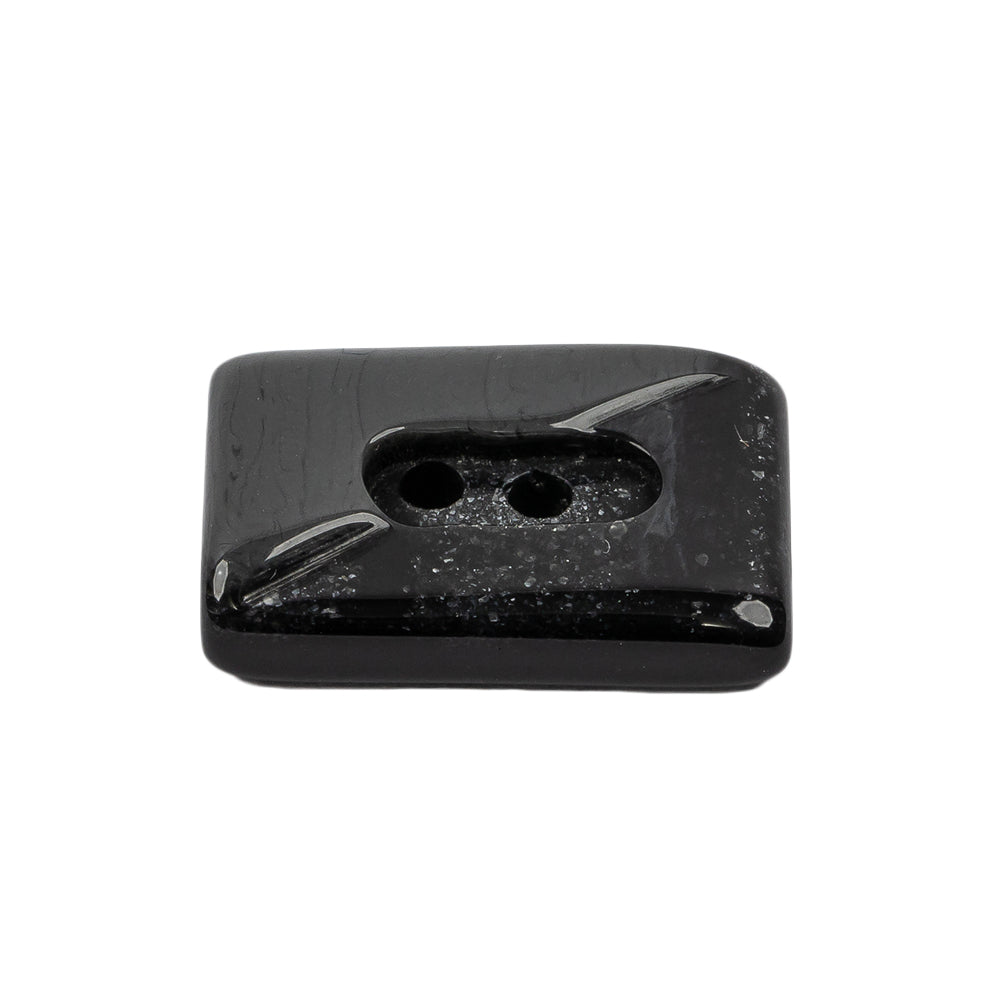 Matte Black and Gray Sparkles Rectangular 2-Hole Button - 42L/27mm Folded