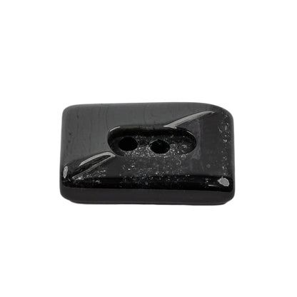 Matte Black and Gray Sparkles Rectangular 2-Hole Button - 42L/27mm Folded