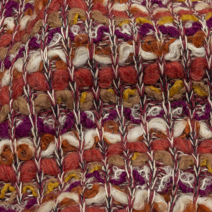 Magenta, Desert Rose and White Boucle Stripes Chunky Wool Blend Sweater Knit Detail