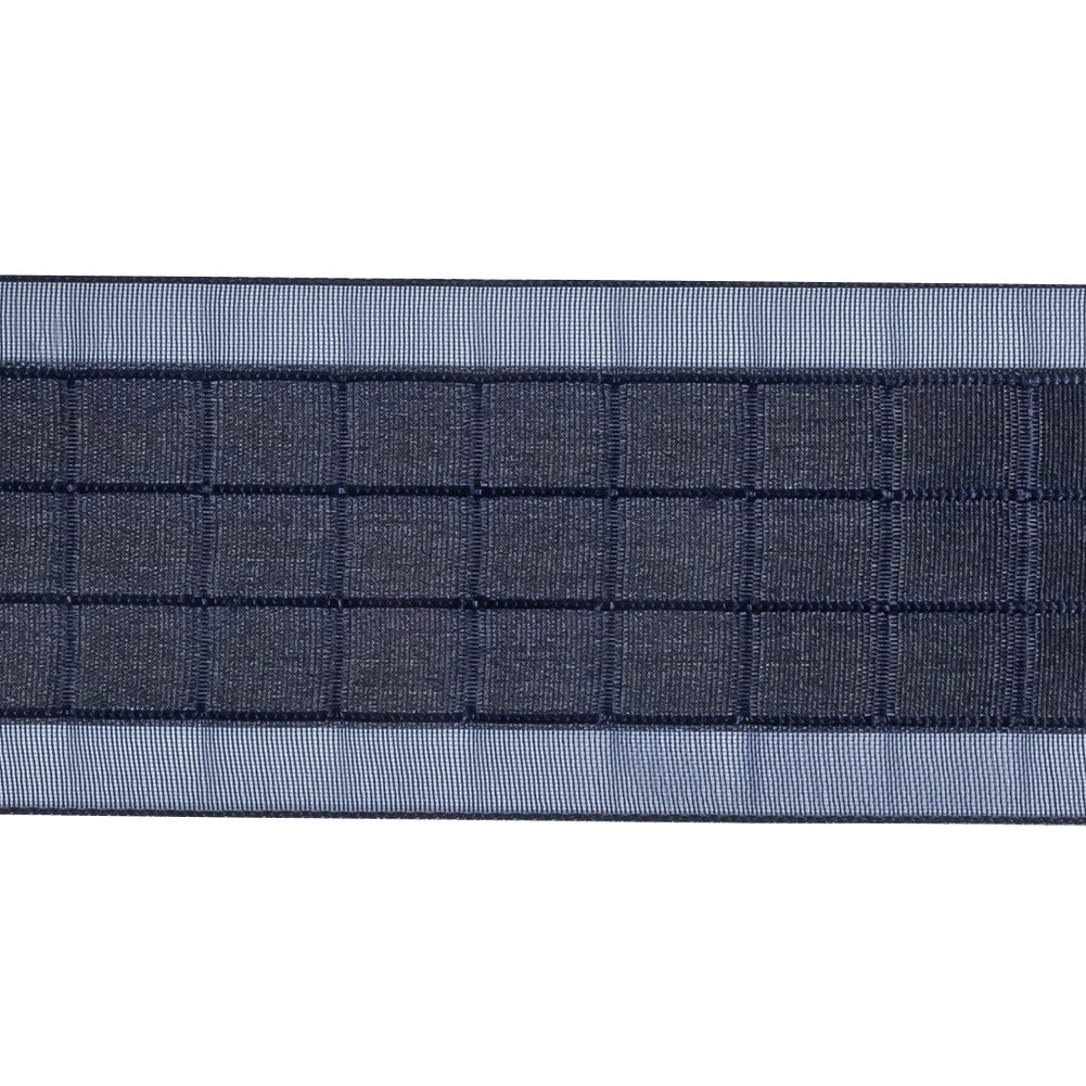 Navy Squares and Sheer Borders Ribbon - 36mm Detail