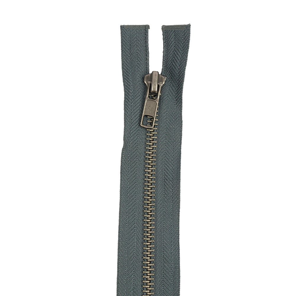 Steel Gray and Matte Gunmetal T5 Open End Metal Zipper with Two Pulls - 36" Detail