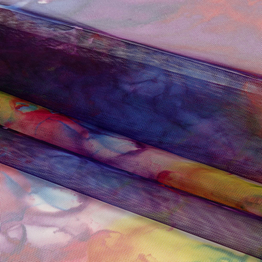 Rainbow Splash Watercolor Printed Tulle - Folded