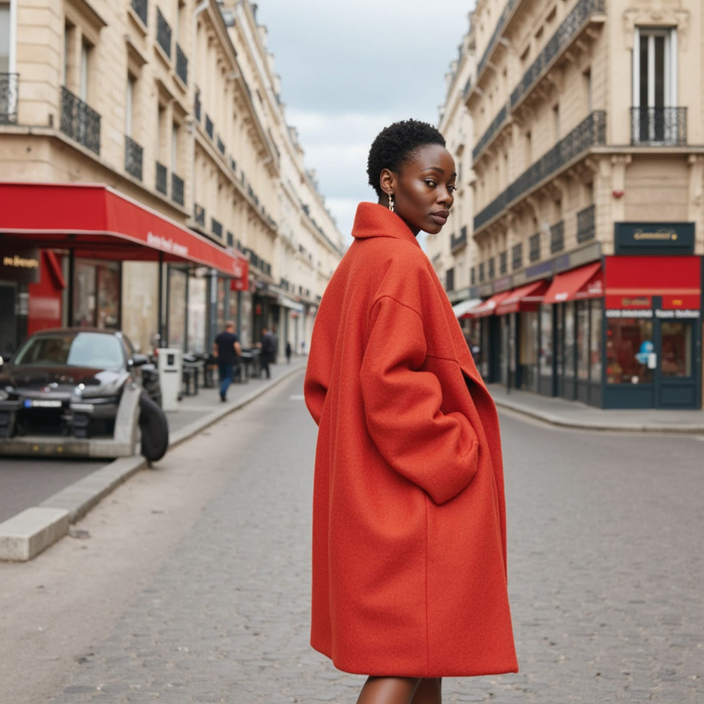 Wool and Cashmere Coating Made in Italy - Coral - Alberini Collection - Editorial
