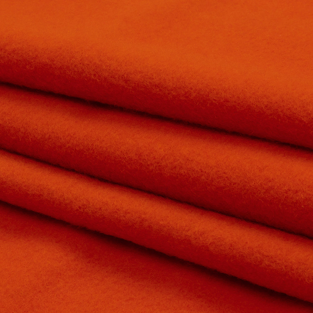 Wool and Cashmere Coating Made in Italy - Red Orange - Alberini Collection - Folded