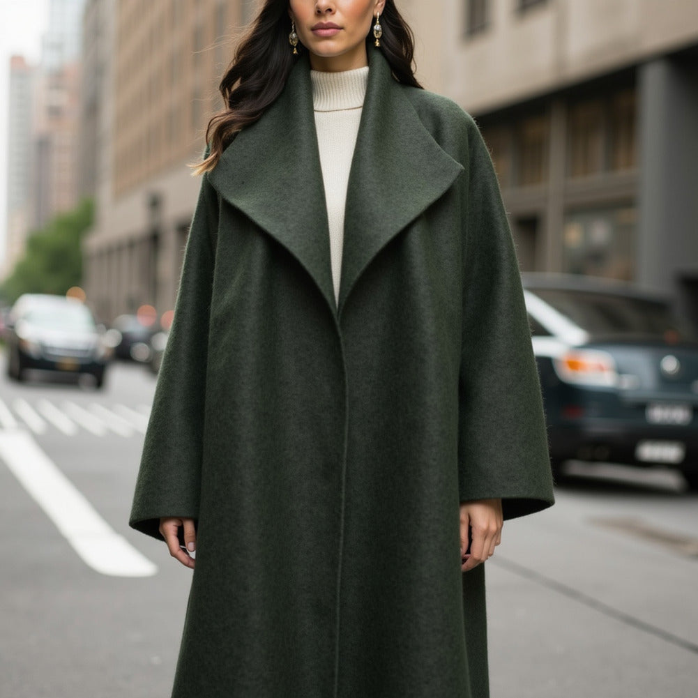 Wool and Cashmere Coating Made in Italy - Olive - Alberini Collection - Editorial