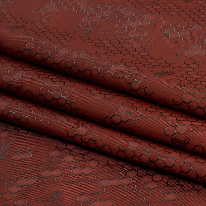 Burnt Orange Tonal Bee Hive Jacquard Lining Folded