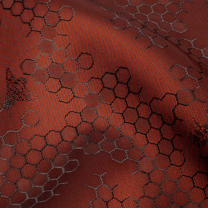 Burnt Orange Tonal Bee Hive Jacquard Lining Detail