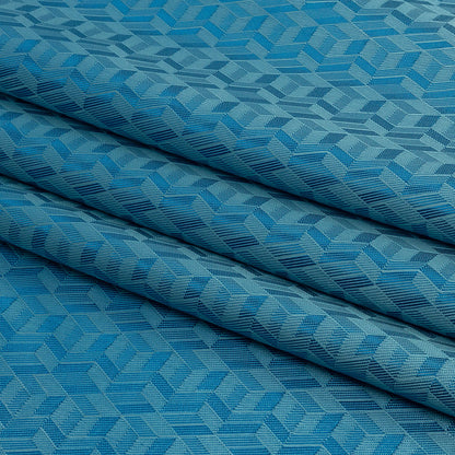 Geometric Jacquard Lining - Country Blue and Aqua Bi-Color