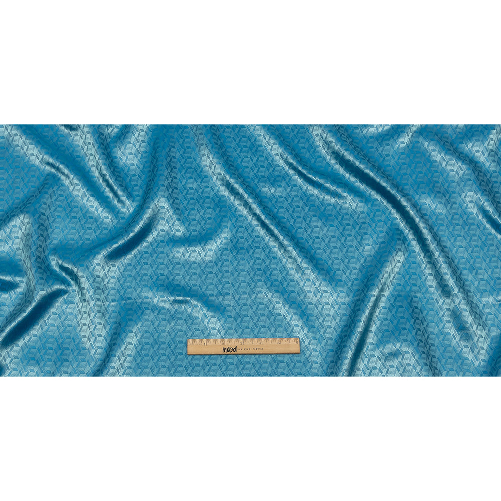 Geometric Jacquard Lining - Country Blue and Aqua Bi-Color - Full