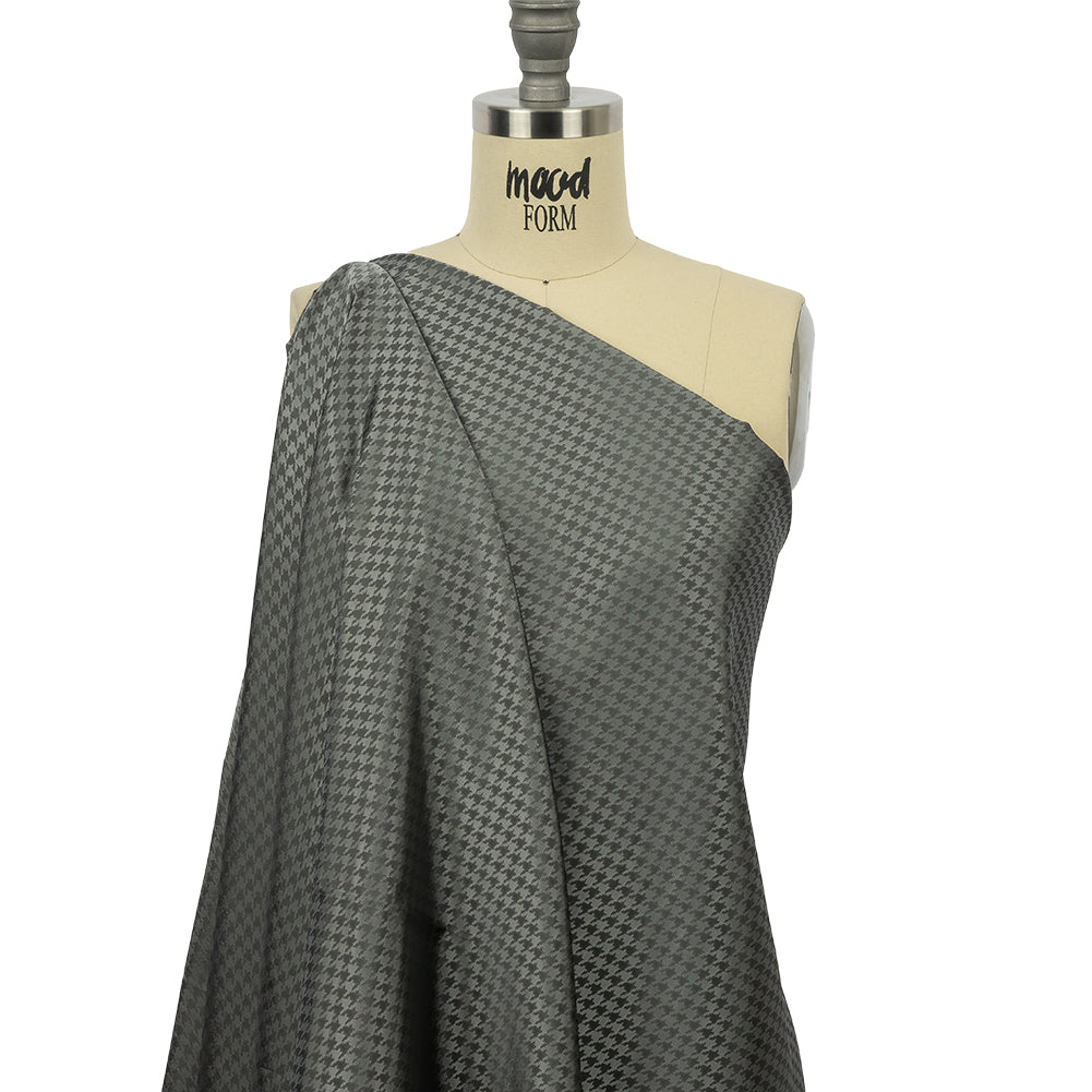 Houndstooth Jacquard Lining - Gray and Charcoal Bi-Color - Drape