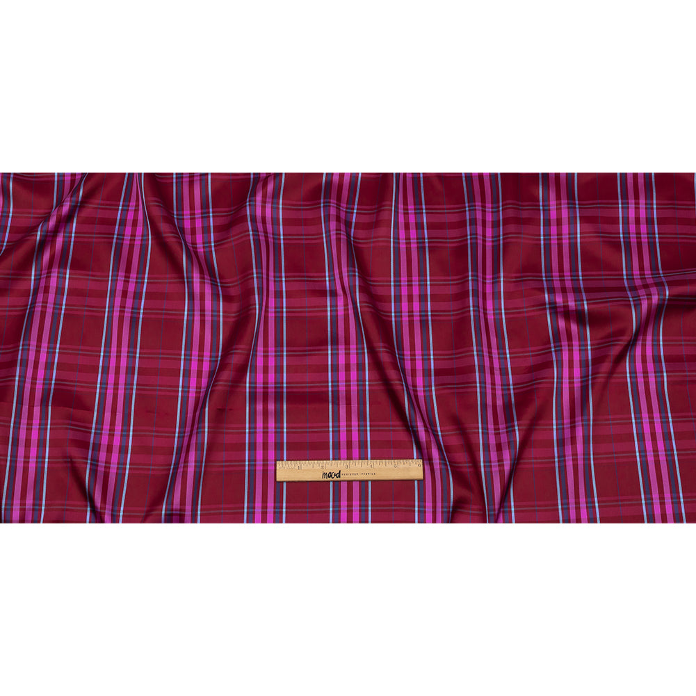 Fuchsia, Blue and Aqua Plaid Twill Lining - Full
