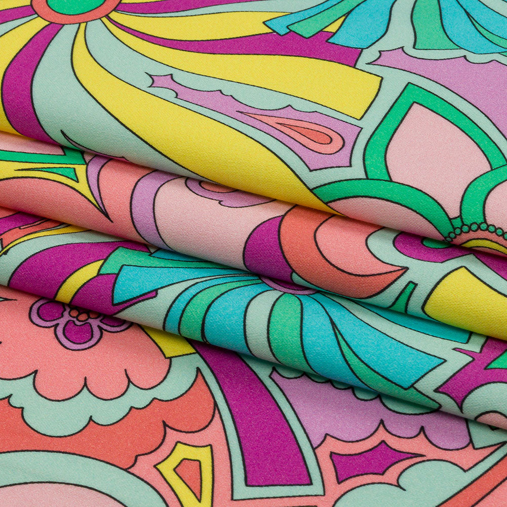 Stretch Cotton Sateen - Blue and Purple Floral - Holy Grail Print - Mood Exclusive Groove Collection - Folded