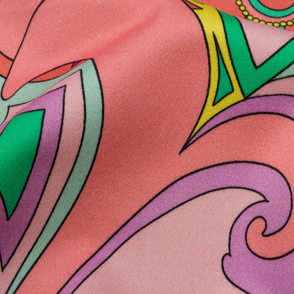 Stretch Cotton Sateen - Blue and Purple Floral - Holy Grail Print - Mood Exclusive Groove Collection - Detail