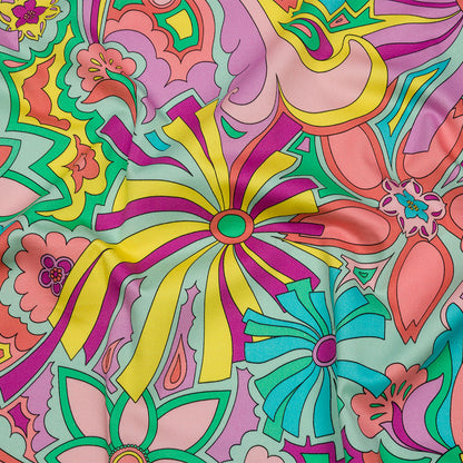 Stretch Cotton Sateen - Blue and Purple Floral - Holy Grail Print - Mood Exclusive Groove Collection