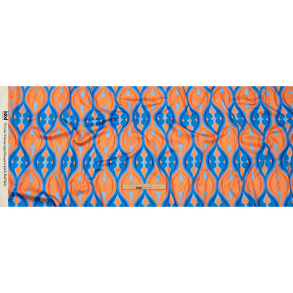 Stretch Cotton Sateen - Blue and Orange Ogees - Eye of the Storm Print - Mood Exclusive Groove Collection