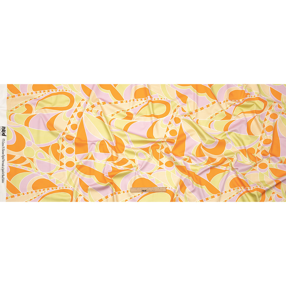 Stretch Cotton Sateen - Orange, Green and Purple Abstract - All Summer Long Print - Mood Exclusive Groove Collection - Full