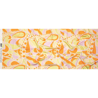 Stretch Cotton Sateen - Orange, Green and Purple Abstract - All Summer Long Print - Mood Exclusive Groove Collection
