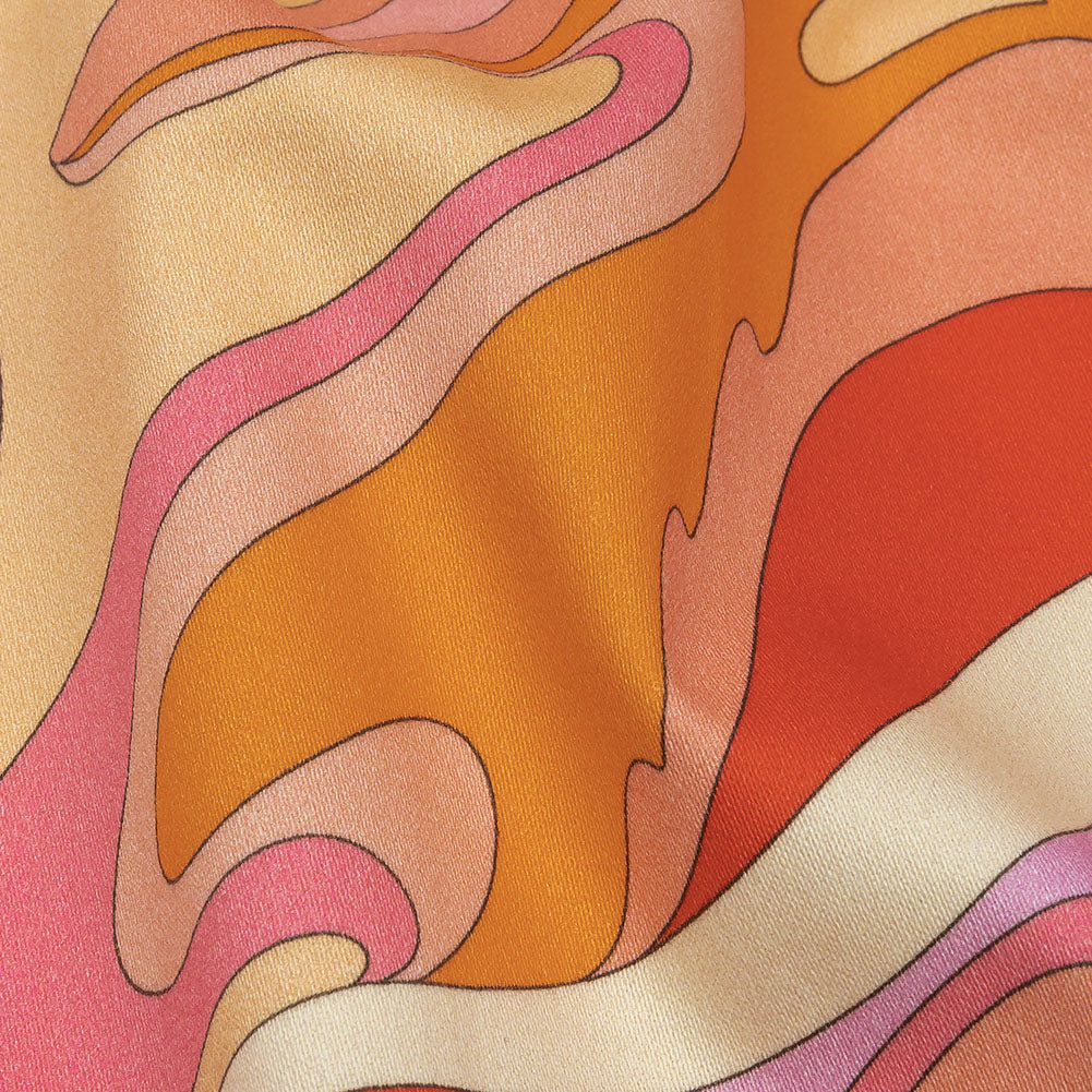 Stretch Cotton Sateen - Lavender and Pink Abstracted Paisley - Lonely Hearts Club Print - Mood Exclusive Groove Collection - Detail