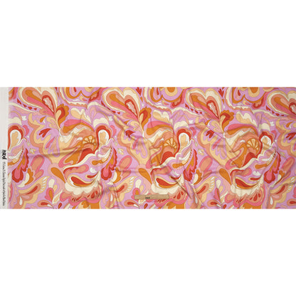 Stretch Cotton Sateen - Lavender and Pink Abstracted Paisley - Lonely Hearts Club Print - Mood Exclusive Groove Collection