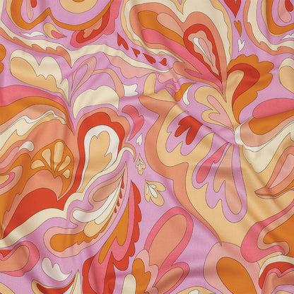 Stretch Cotton Sateen - Lavender and Pink Abstracted Paisley - Lonely Hearts Club Print - Mood Exclusive Groove Collection