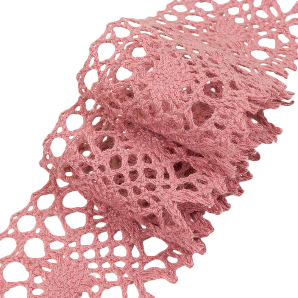 Dusty Rose Scalloped Classic Crochet Lace Trim - 2" Folded