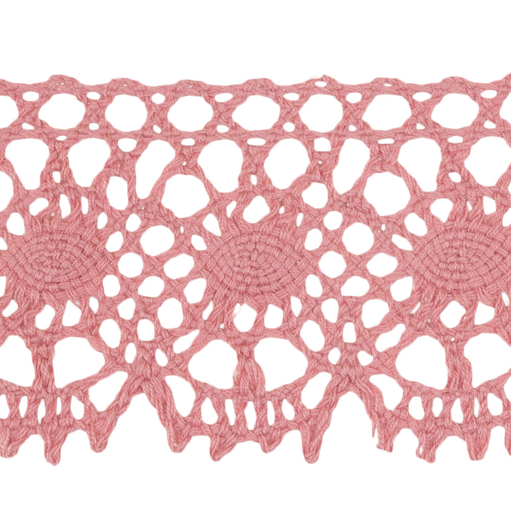 Dusty Rose Scalloped Classic Crochet Lace Trim - 2" Detail