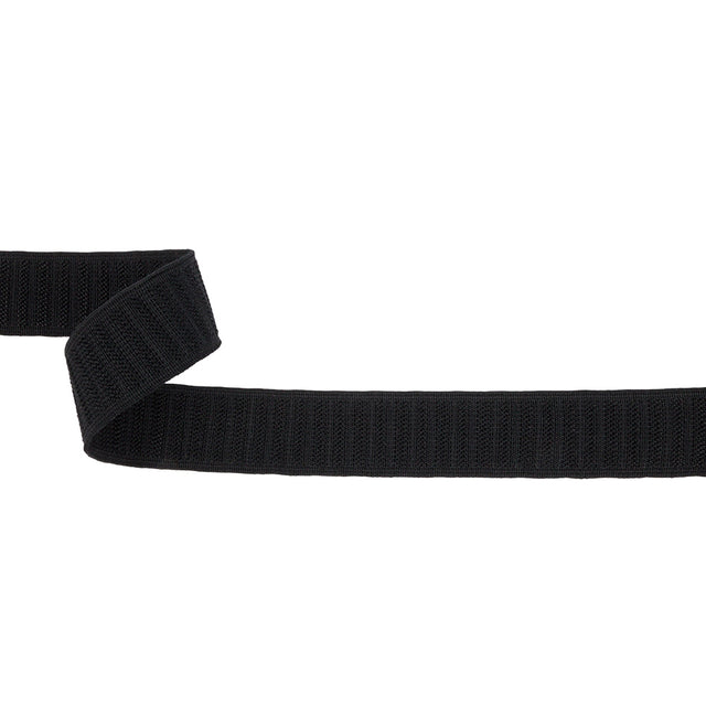 Black Ribbed Elastic Trim - 1"