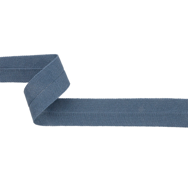 Gray Blue Cotton Knit Foldover Trim - 1.25"