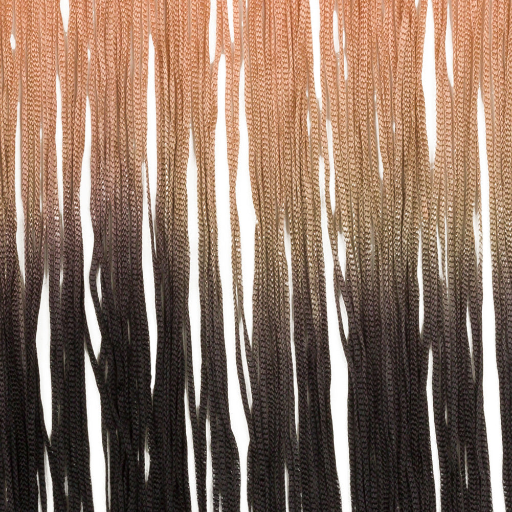 Peach and Black Ombre Chainette Fringe Trim - 12.25" Detail