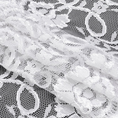 Luminous White Floral Embroidered Tulle Lace Trim with Scalloped Edges - 6.5" Folded