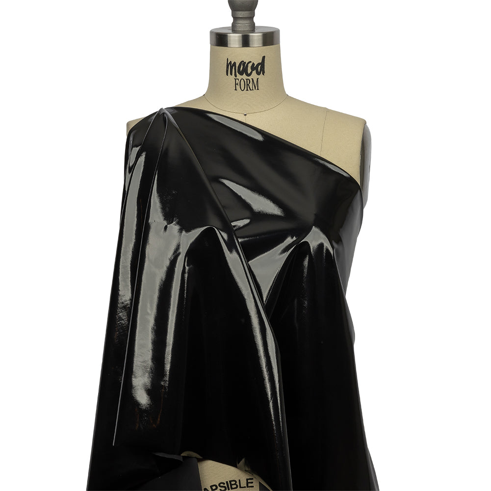 Black Stretch Faux Patent Leather - Drape