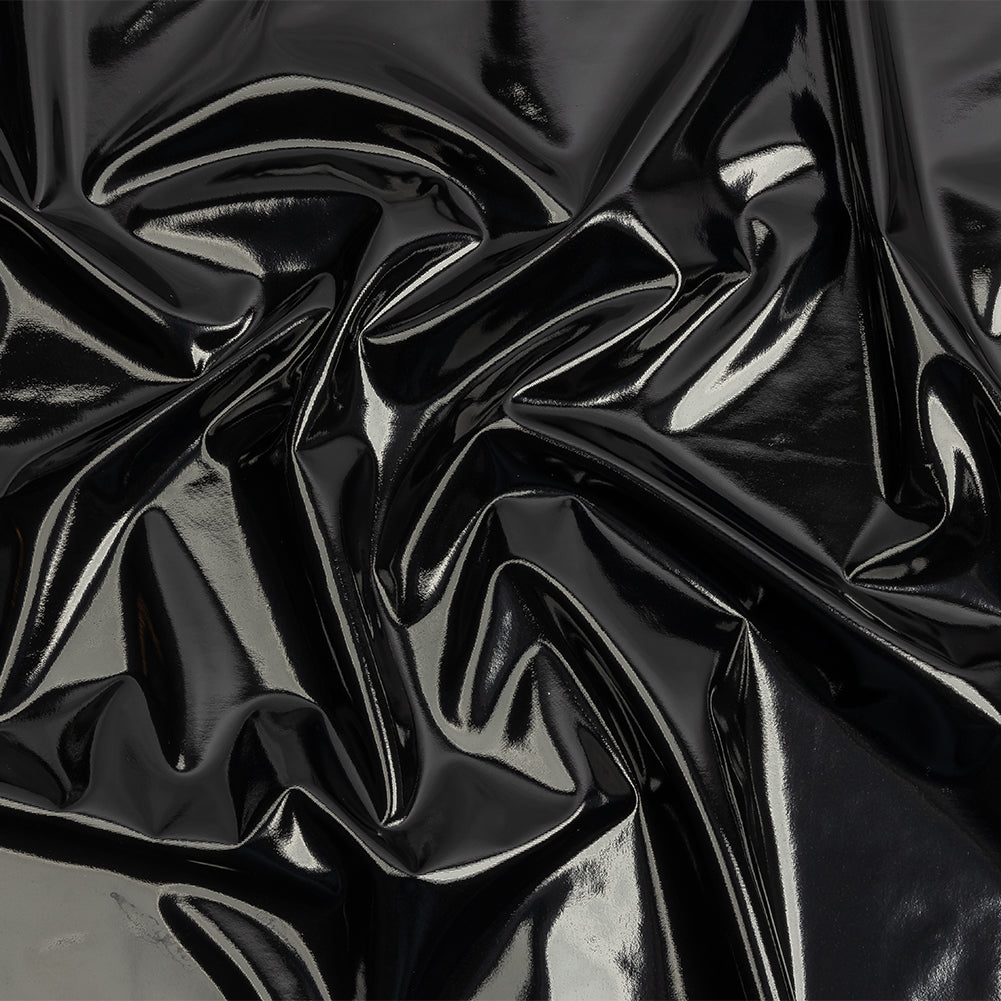 Black Stretch Faux Patent Leather