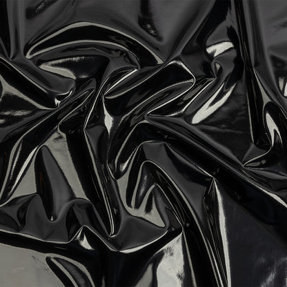 Black Stretch Faux Patent Leather