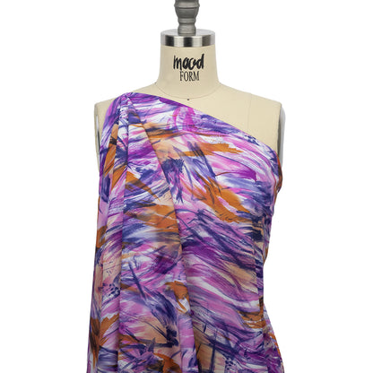 Pink, Purple and Orange Wild Brushstrokes Stretch Nylon Tricot Drape