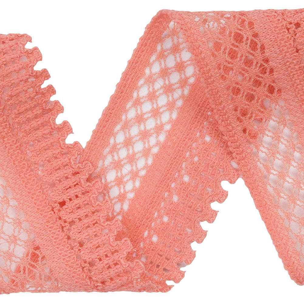 Coral Latticework and Scallops Stretch Lace Trim - 1" Detail