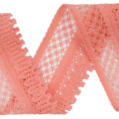 Coral Latticework and Scallops Stretch Lace Trim - 1" Detail