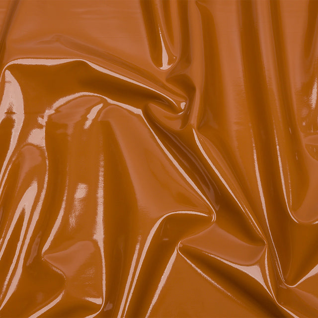 Tan Stretch Faux Patent Leather with White Viscose Jersey Backing