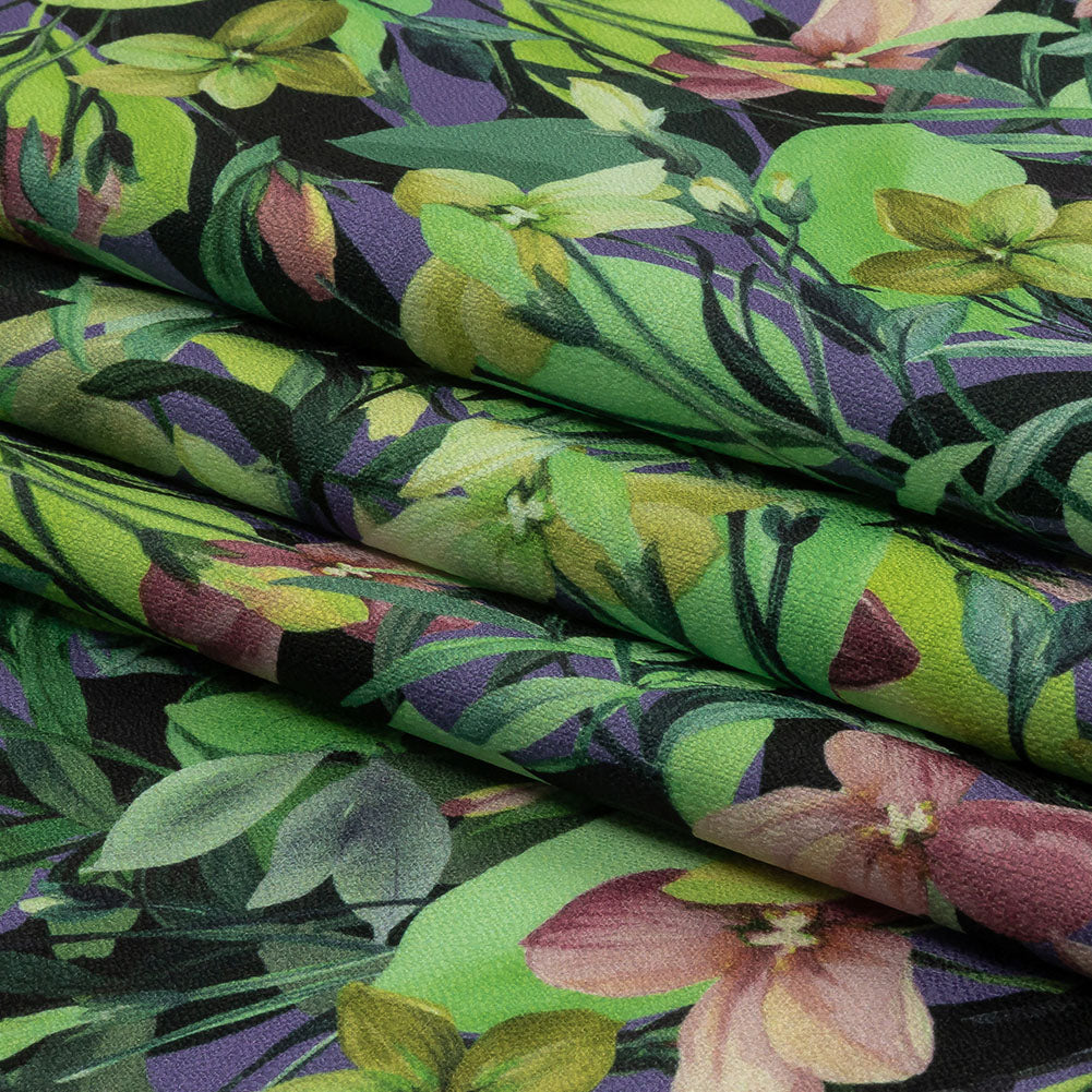 Mood Exclusive Green Fluorescent Fronds Textured Polyester Woven - Folded