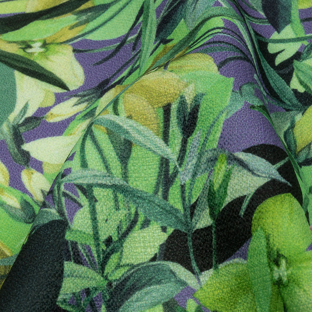 Mood Exclusive Green Fluorescent Fronds Textured Polyester Woven - Detail