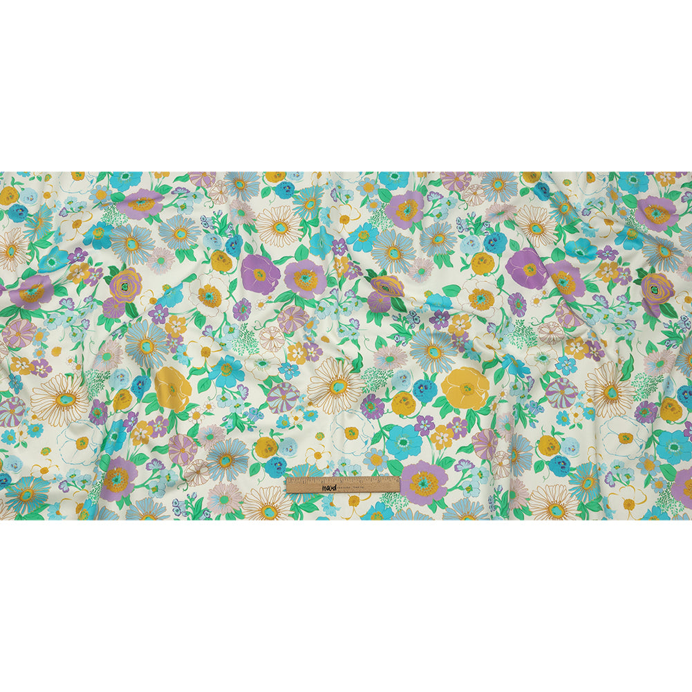 Mood Exclusive Blue Wonderblooms Stretch Cotton Sateen - Full