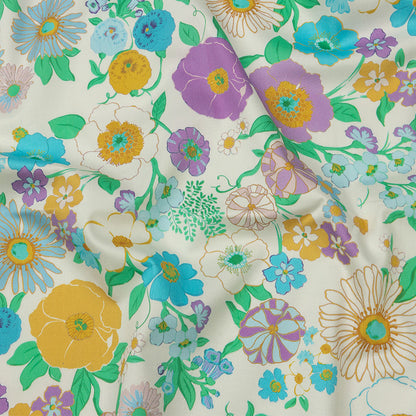 Mood Exclusive Blue Wonderblooms Stretch Cotton Sateen