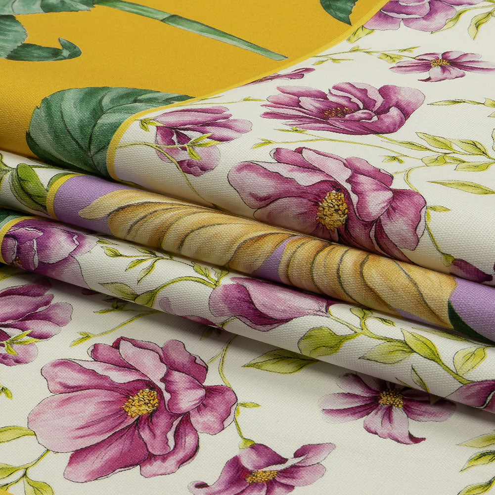 Stretch Cotton Canvas Print - Multicolor Floral Patchwork - Mood Exclusive Midsummer Festive - Folded