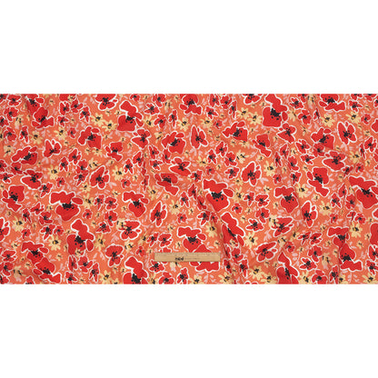 Cotton Voile Print - Orange and Red Floral - Mood Exclusive Grooving Blooms Full