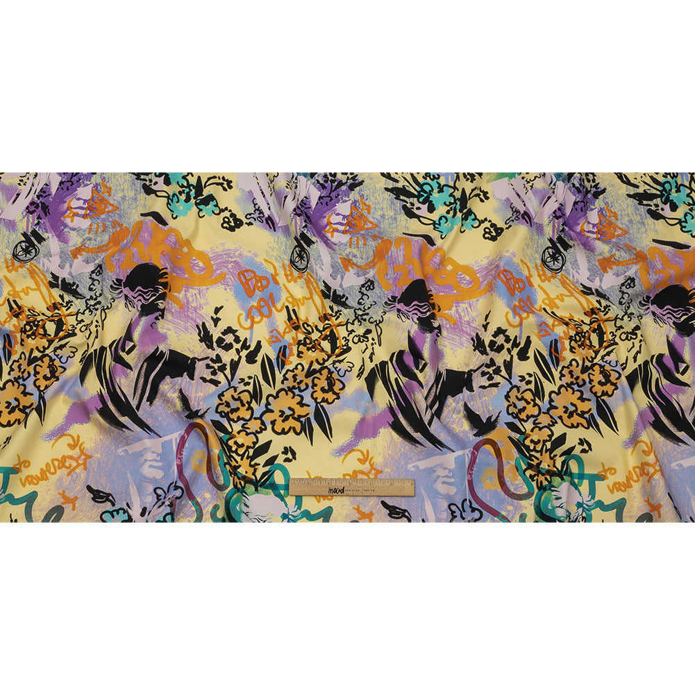 Stretch Cotton Canvas Print - Purple and Yellow Graffiti - Mood Exclusive Graffiti Lane - Full