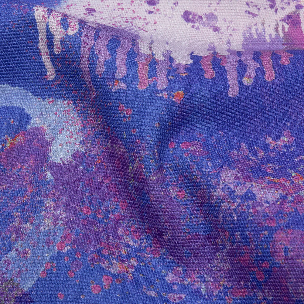 Stretch Cotton Canvas Print - Purple and Blue Spray Paint Blobs - Mood Exclusive Painter's Paradise Detail