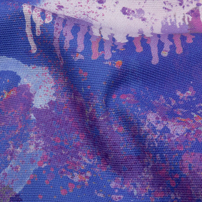 Stretch Cotton Canvas Print - Purple and Blue Spray Paint Blobs - Mood Exclusive Painter's Paradise Detail