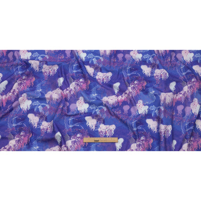 Stretch Cotton Canvas Print - Purple and Blue Spray Paint Blobs - Mood Exclusive Painter's Paradise Full