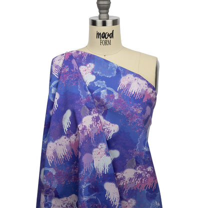 Stretch Cotton Canvas Print - Purple and Blue Spray Paint Blobs - Mood Exclusive Painter's Paradise Drape