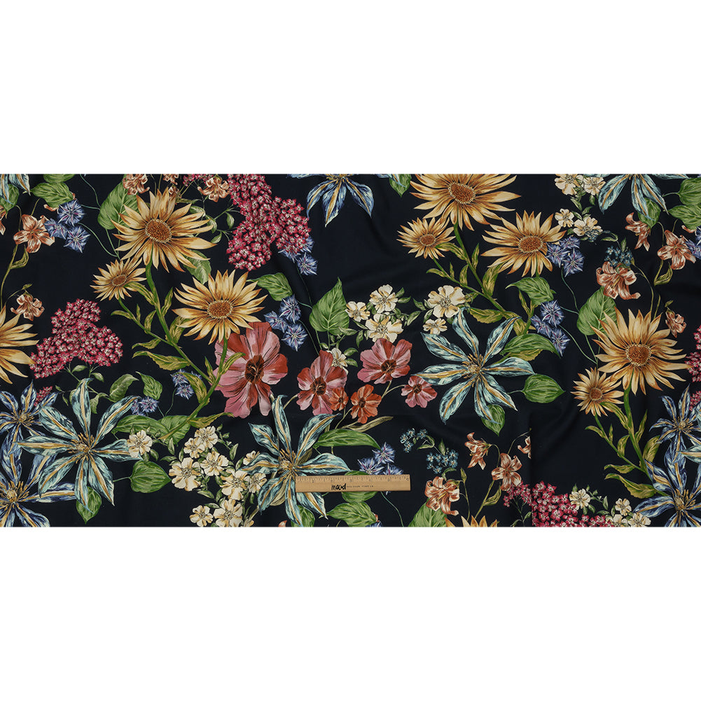 Stretch Cotton Canvas Print - Navy, Red, Yellow and Blue Floral - Mood Exclusive Lucid Dream - Full